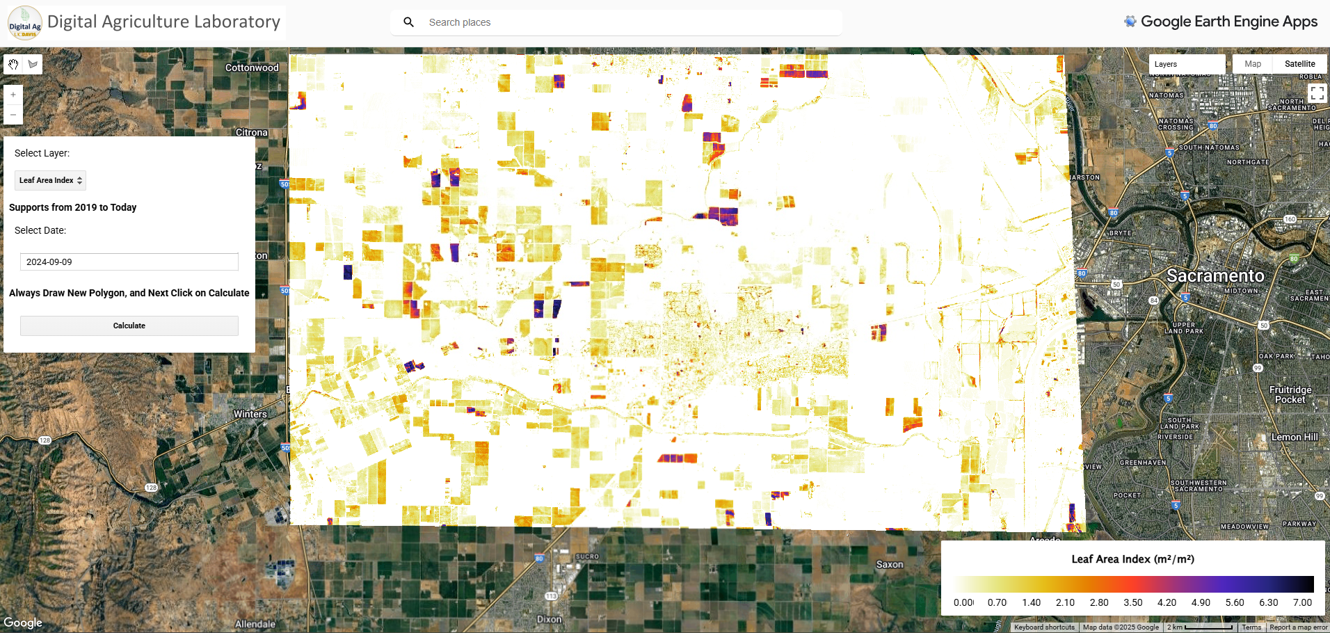 Mohammadreza Narimani Leaf Area Index LAI satellite-derived plant traits Davis California Google Earth Engine precision agriculture UC Davis Digital Agriculture Laboratory