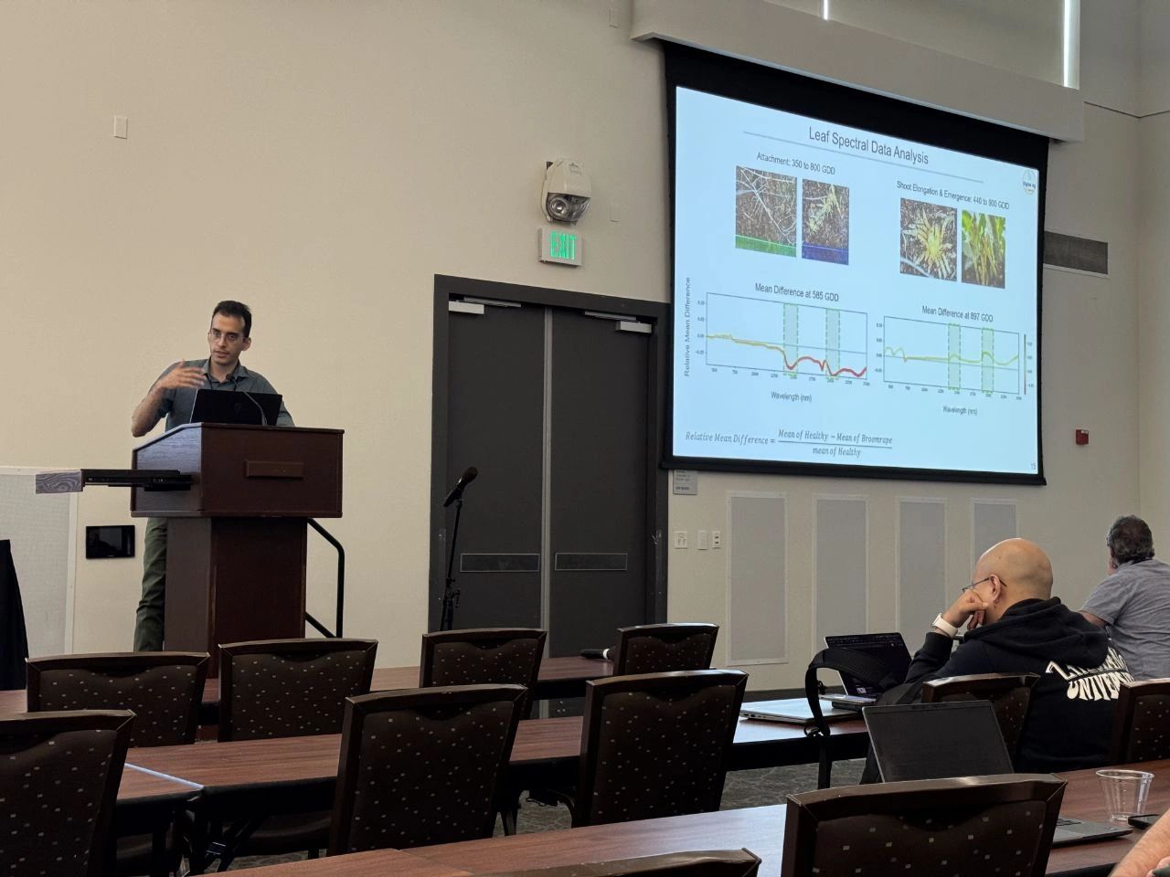 Mohammadreza Narimani presenting at IFAC AGRICONTROL 2025 Davis California - early detection of branched broomrape in tomato using leaf spectral analysis and machine learning, UC Davis Digital Agriculture Laboratory